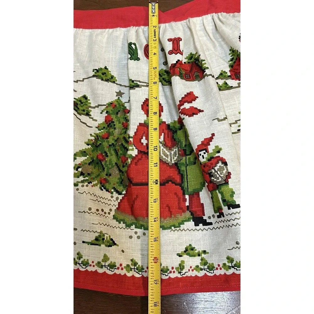 Vintage Linen Half Apron Kitchen Retro Noel Christmas Victorian Carolers